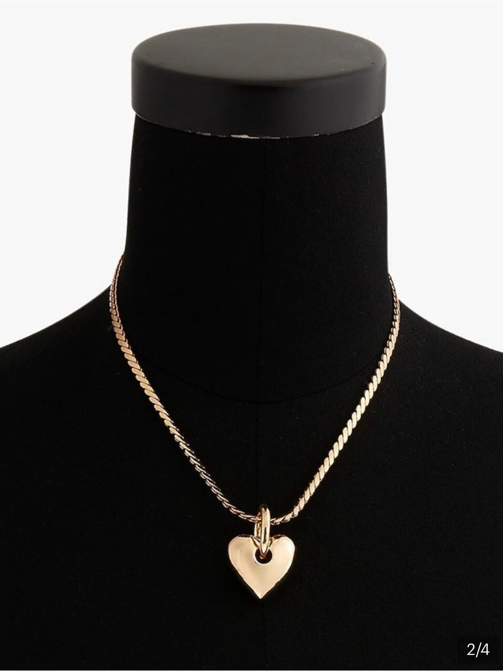 J. Crew Polished Gold Heart Charm Necklace